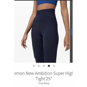 🍋EUC Lululemon New Ambition Super High Rise Tight 25" 14 True Navy TRNV  W5CM9S